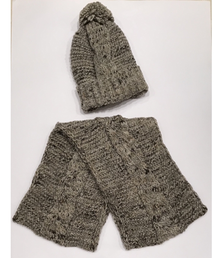 Conjunto gorro y cuello jaspeado Marrón Gorros Navarro