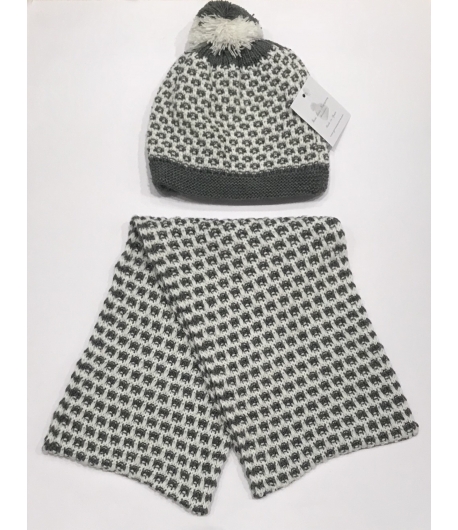 Conjunto gorro y cuello Gris y Blanco Gorros Navarro