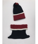 Conjunto gorro y cuello Rojo y Marino Gorros Navarro